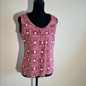 Banana Republic Factory Red and White Geometric Tank Top
